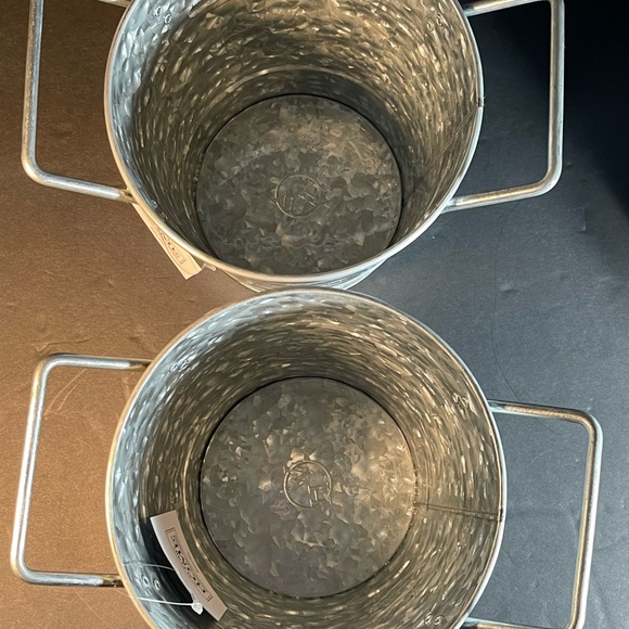 WH Walford Home Décor - Galvanized Metal Flower Pot Planters with Handles T56 - Picture 12 of 12